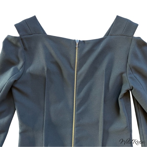 ROLAND MOURET BLACK CUT OUT LONG SLEEVE MINI DRESS SZ 10 - Picture 5 of 11